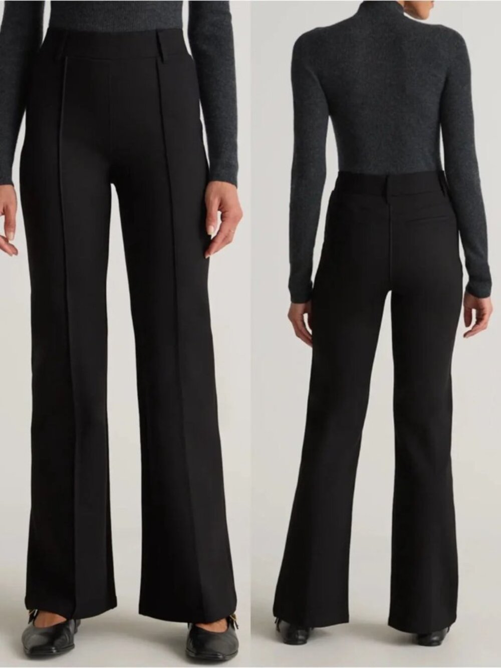 NEW NWT! QUINCE ULTRA-STRETCH PONTE FLARE LEG PANTS KNIT HIGH-RISE sz XL